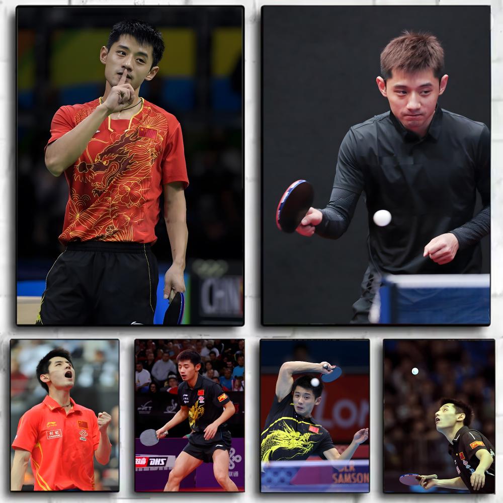 Table Tennis Zhang Jike - เทเบิลเทนนิสจาง จี๋เค่อโปสเตอร์ศิลปะบนผนังพิมพ์ภาพจิตรกรรมฝาผนังตกแต่งของขวัญตกแต่งบ้านไม่มีกรอบ