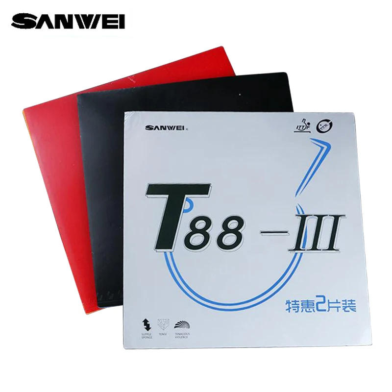 Table Tennis Backhand - Sanwei T88-3ลายกีฬาปิงปองยาง pips-in ITTF appoved ไม่เหนียวยางปิงปองกับฟองน้ำสำหรับ