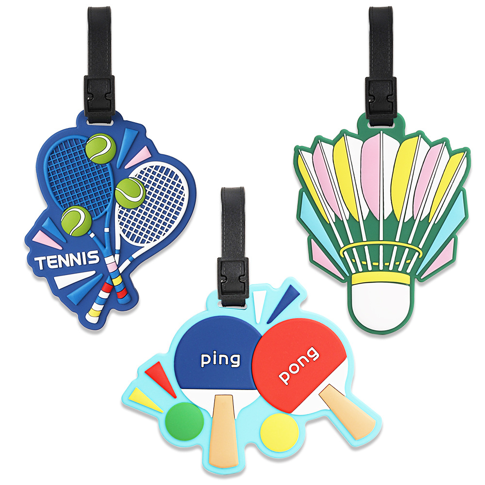 Table Tennis Information - ป้ายกันหายสำหรับกระเป๋าเดินทาง ลายกีฬา ยางนิ่ม สำหรับเทนนิส แบดมินตัน ปิงปอง