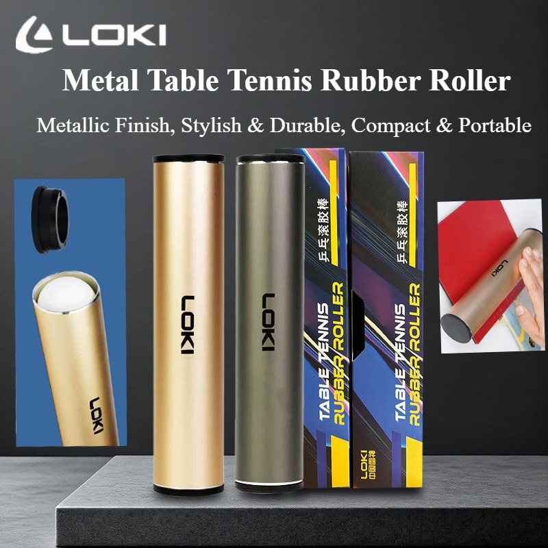 Table Tennis Ball - กล่องใส่ลูกปิงปองโลหะ LOKI สำหรับมืออาชีพ พร้อมไม้กลิ้งยางปิงปอง อุปกรณ์เสริมสำหรับไม้ปิงปอง